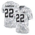 C.Browns #22 Dylan Sampson Player Arctic Camo Salute to Service Limited Home Game ROCER Stitched Jerseys