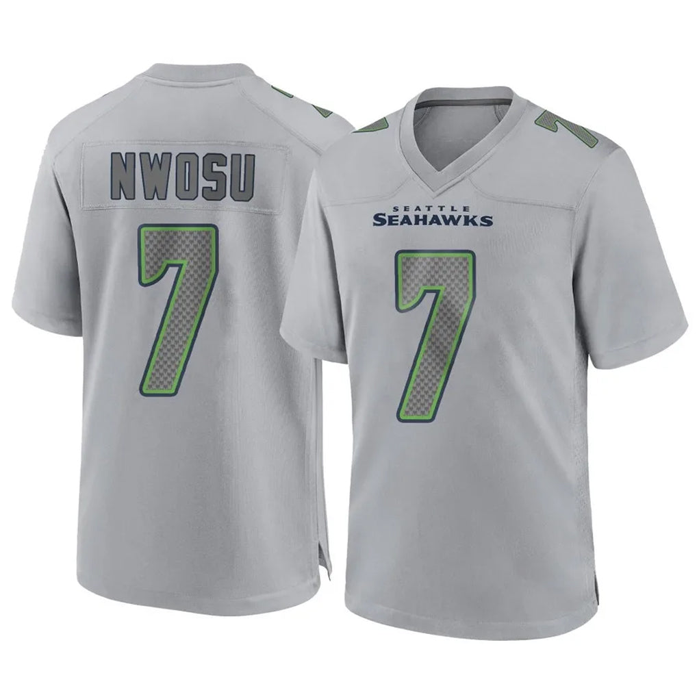 S.Seahawks #7 Uchenna Nwosu Player Gray Atmosphere Fashion Home Game ROCER Stitched Jerseys