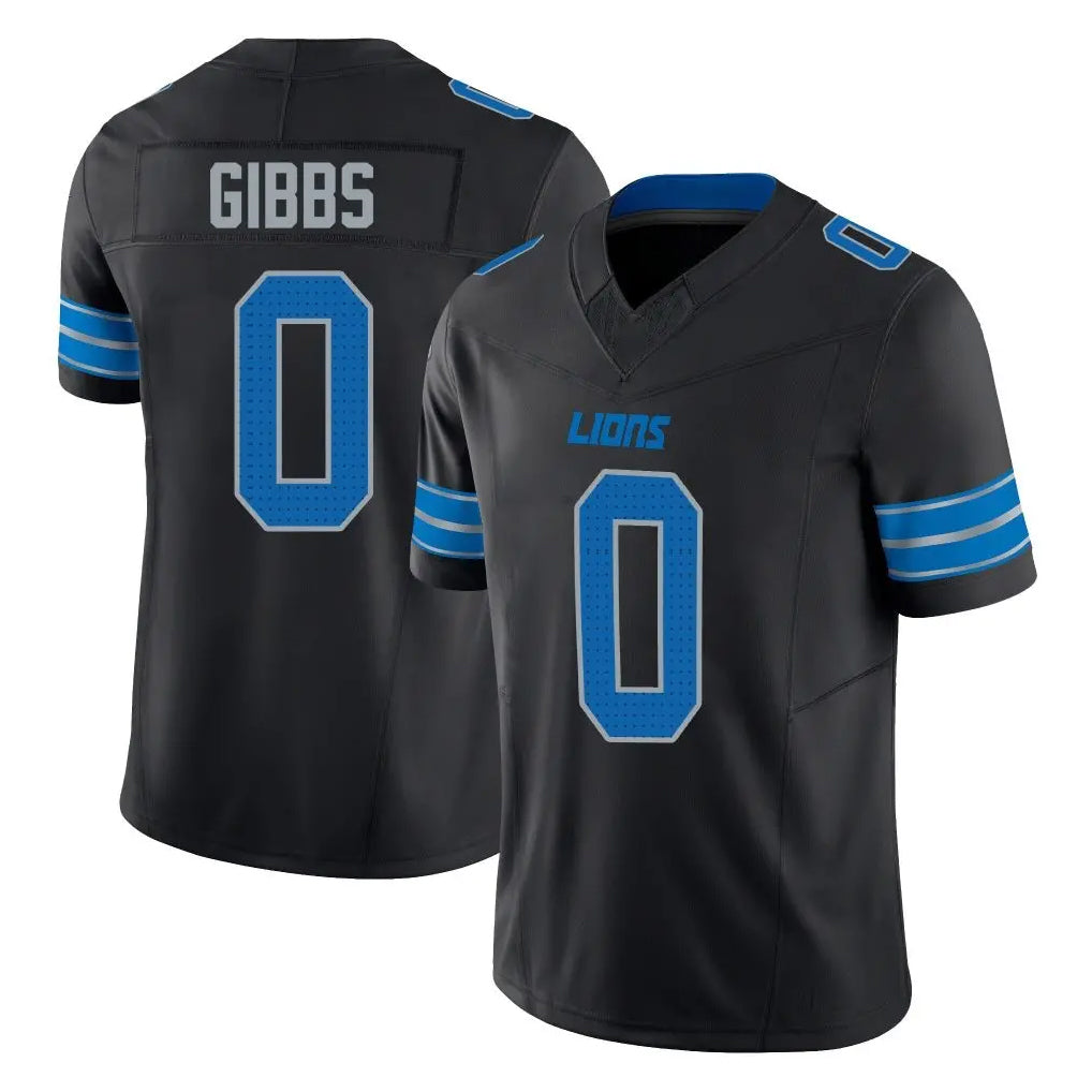 D.Lions #0 Jahmyr Gibbs Player Black Alternate Vapor F.U.S.E. Limited Home Game ROCER Stitched Jerseys