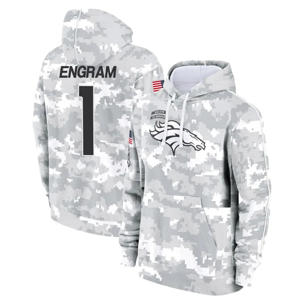 D.Broncos #1 Evan Engram Player Arctic Camo Salute to Service Hoodies Limited Game ROCER Stitched Jerseys