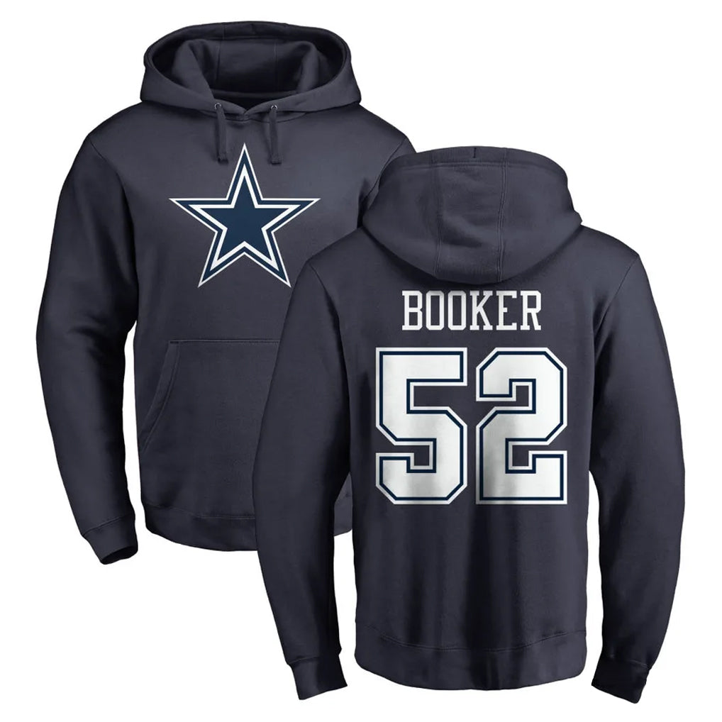 D.Cowboys #52 Tyler Booker Player Navy Pullover Hoodies Limited ROCER Stitched Jerseys