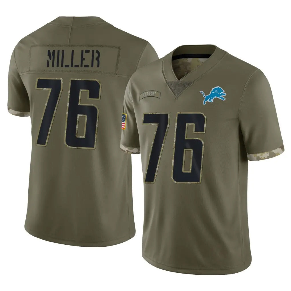 D.Lions #76 Blake Miller Player Olive Salute To Service Limited ROCER Stitched Jerseys