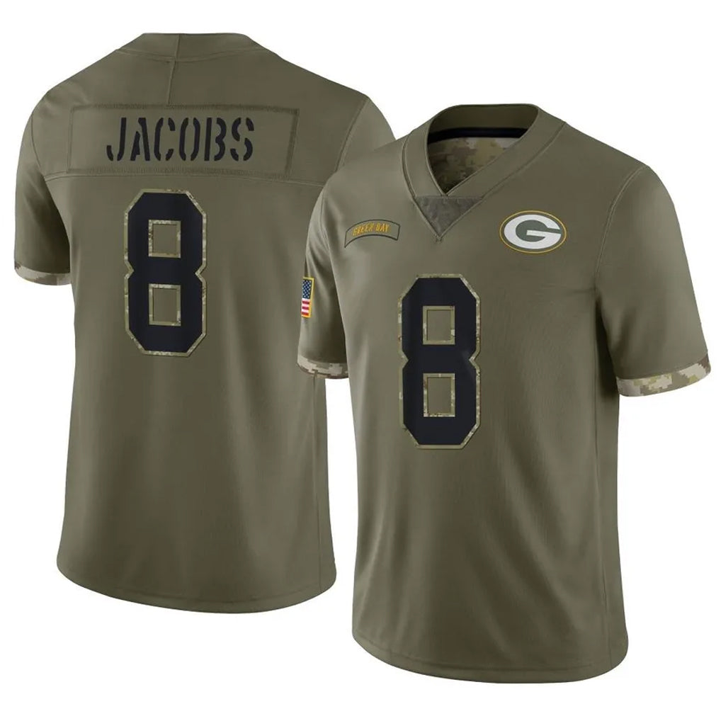GB.Packers #8 Josh Jacobs Player Olive Salute To Service Limited ROCER Stitched Jerseys