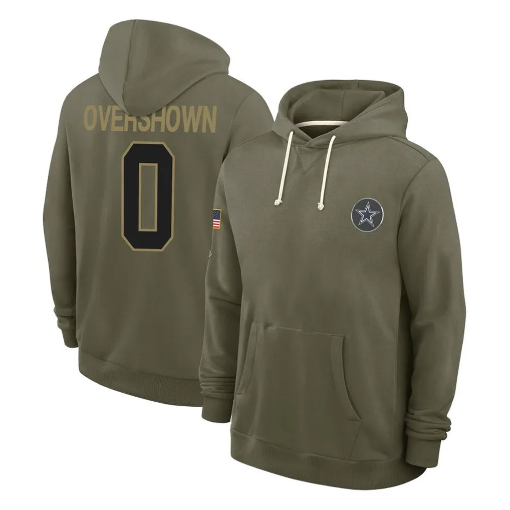 D.Cowboys #0 DeMarvion Overshown Player Olive Salute to Service Pullover Hoodies Limited ROCER Stitched Jerseys