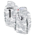 A.Cardinals #1 Kyler Murray Player Camo Salute to Service Hoodies ROCER Stitched Jerseys