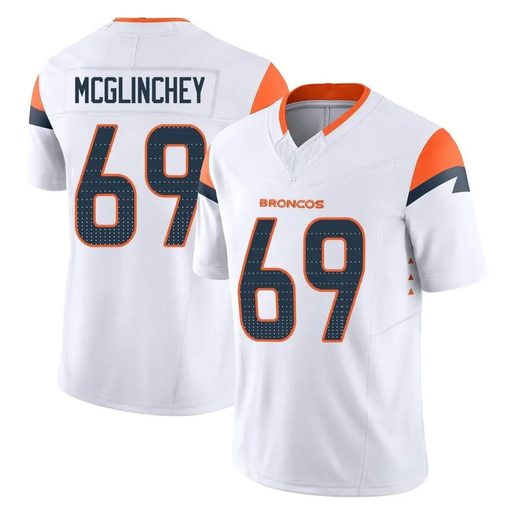 D.Broncos #69 Mike McGlinchey Player White Limited Vapor F.U.S.E. Home Game ROCER Stitched Jerseys