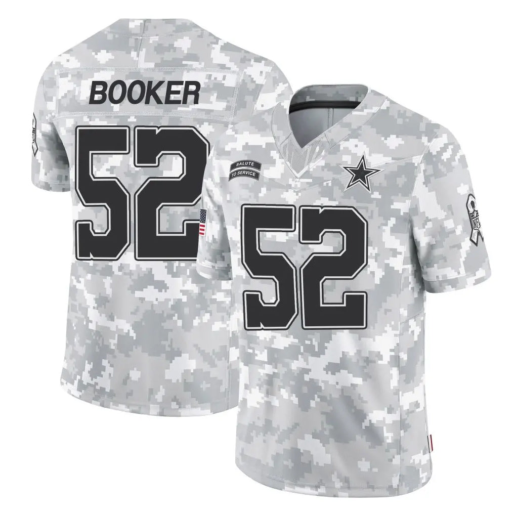 D.Cowboys #52 Tyler Booker Player Arctic Camo Salute to Service Limited Home Game ROCER Stitched Jerseys