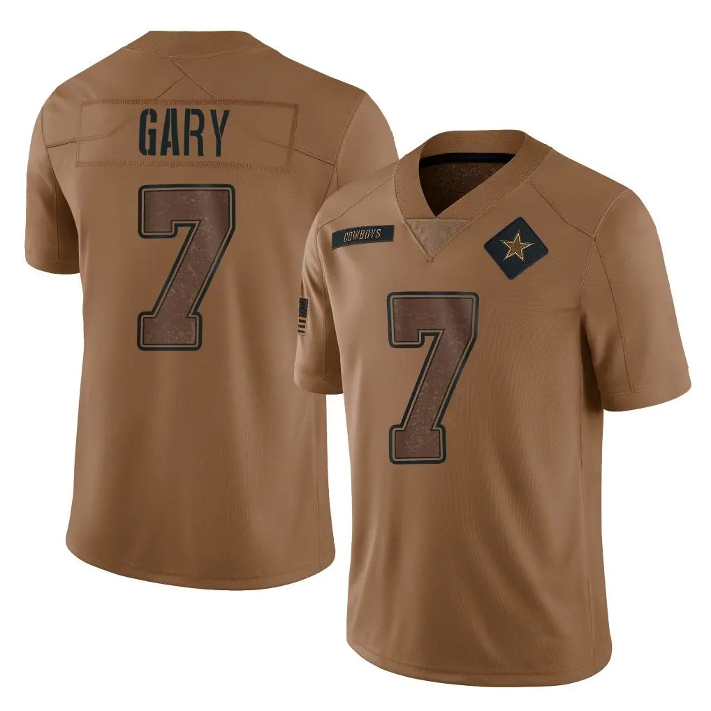 D.Cowboys #7 Rashan Gary Player Brown Salute to Service Limited Home Game ROCER Stitched Jerseys