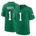 P.Eagles #1 Jalen Hurts Player Green Kelly Alternate Home Game ROCER Stitched Jerseys
