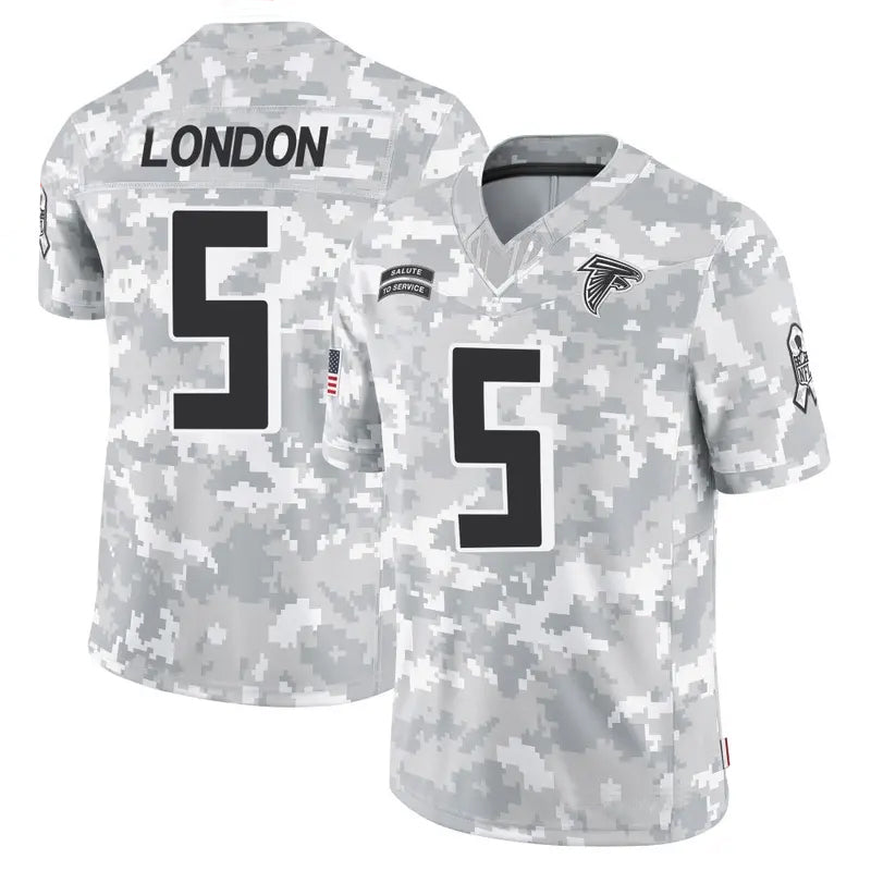 A.Falcons #5 Drake London Player Arctic Camo Salute to Service Limited ROCER Stitched Jerseys