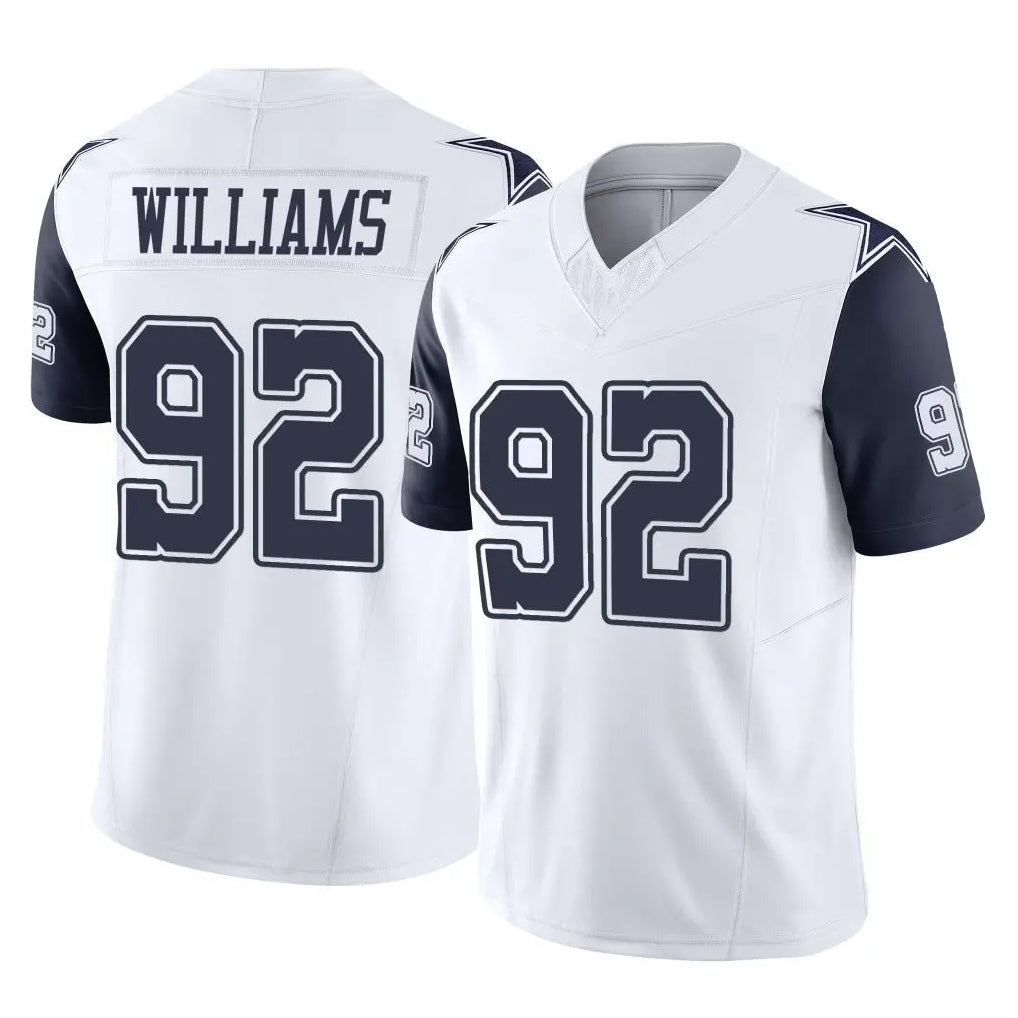 D.Cowboys #92 Quinnen Williams Player White-Navy Limited Vapor F.U.S.E. Home Game ROCER Stitched Jerseys