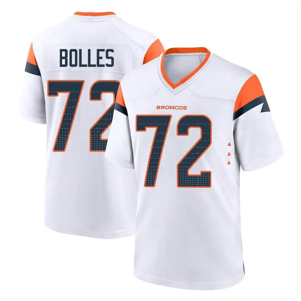 D.Broncos #72 Garett Bolles Player White Home Game ROCER Stitched Jerseys