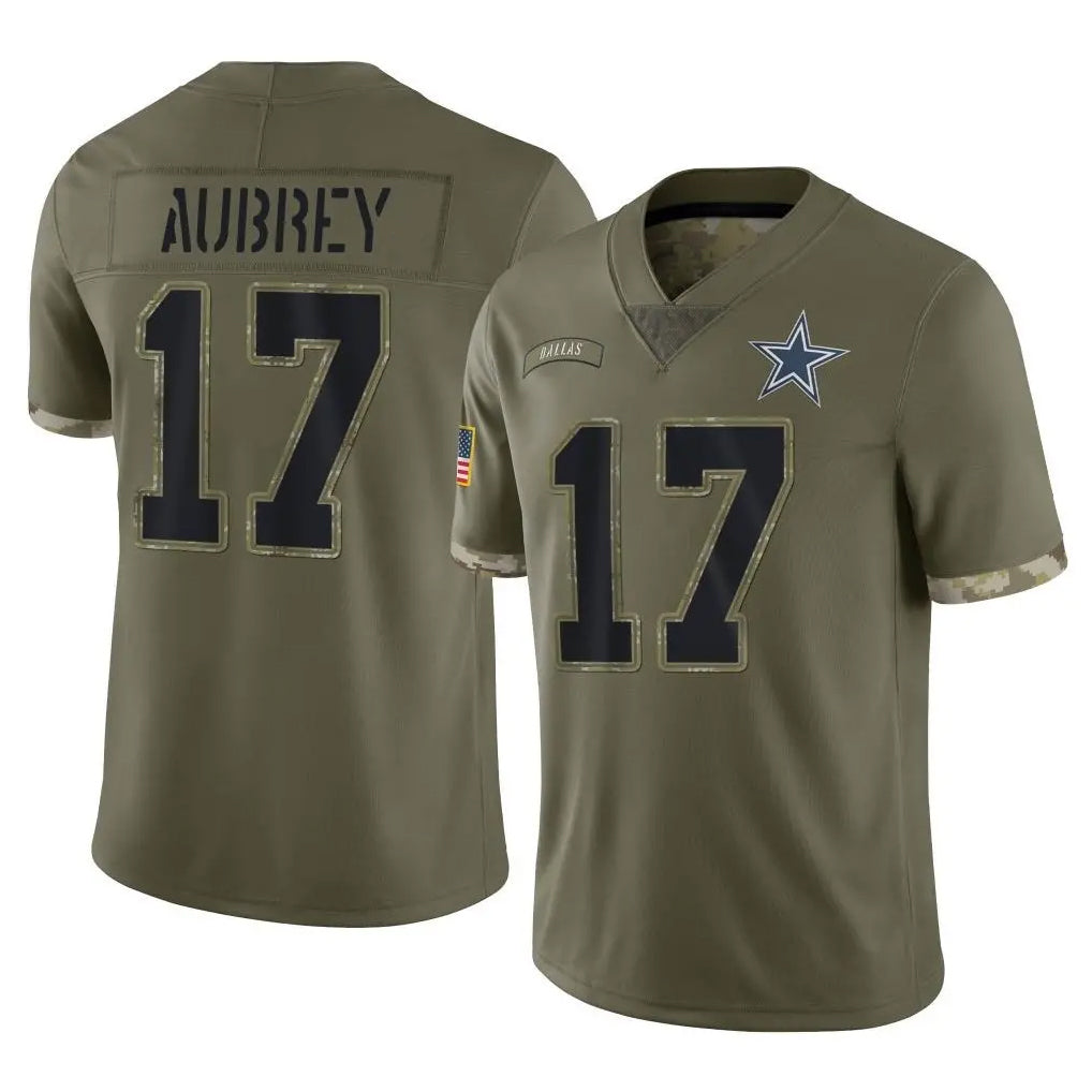 D.Cowboys #17 Brandon Aubrey Player Olive Salute to Service Limited Game ROCER Stitched Jerseys