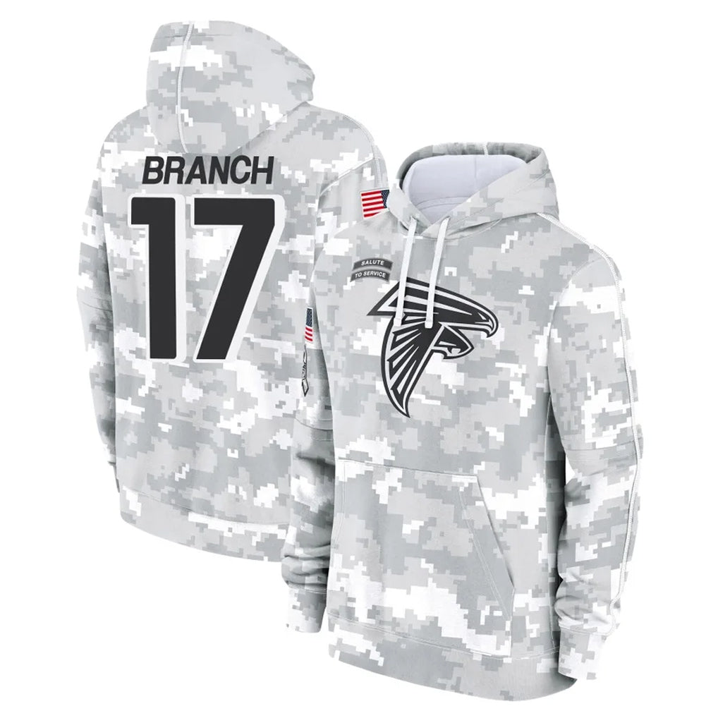 A.Falcons #17 Zachariah Branch Player Arctic Camo Salute to Service Limited Hoodie ROCER Stitched Jerseys