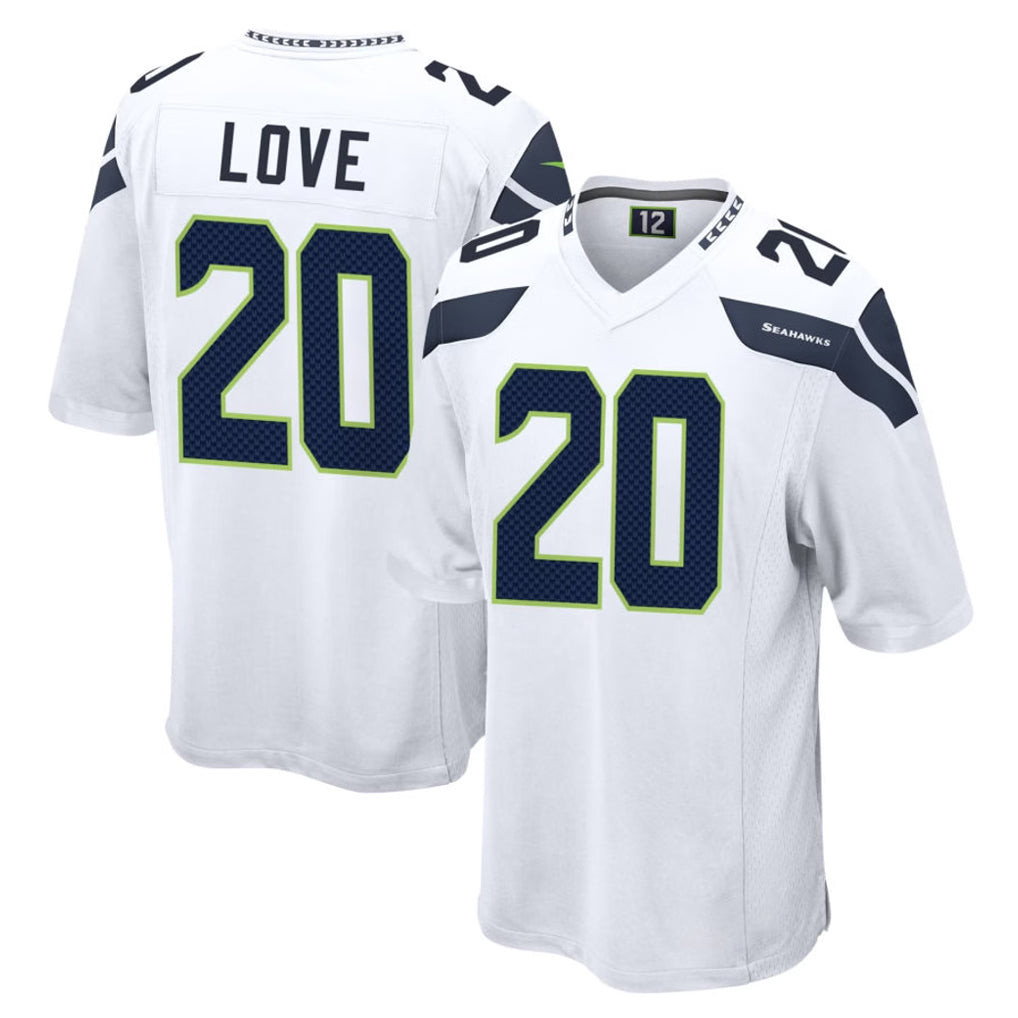 S.Seahawks #20 Julian Love Player White Home Game ROCER Stitched Jerseys