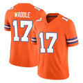 D.Broncos #17 Jaylen Waddle Player Orange Limited Alternate Vapor F.U.S.E. Throwback Game ROCER Stitched Jerseys