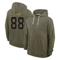 D.Cowboys #88 CeeDee Lamb Player Olive Salute to Service Pullover Hoodies Limited ROCER Stitched Jerseys
