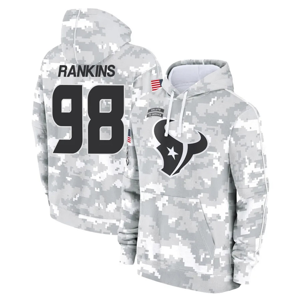 H.Texans #98 Sheldon Rankins Player Arctic Camo Salute to Service Hoodies Limited Game ROCER Stitched Jerseys