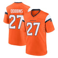 D.Broncos #27 J.K. Dobbins Player Orange Home Game ROCER Stitched Jerseys