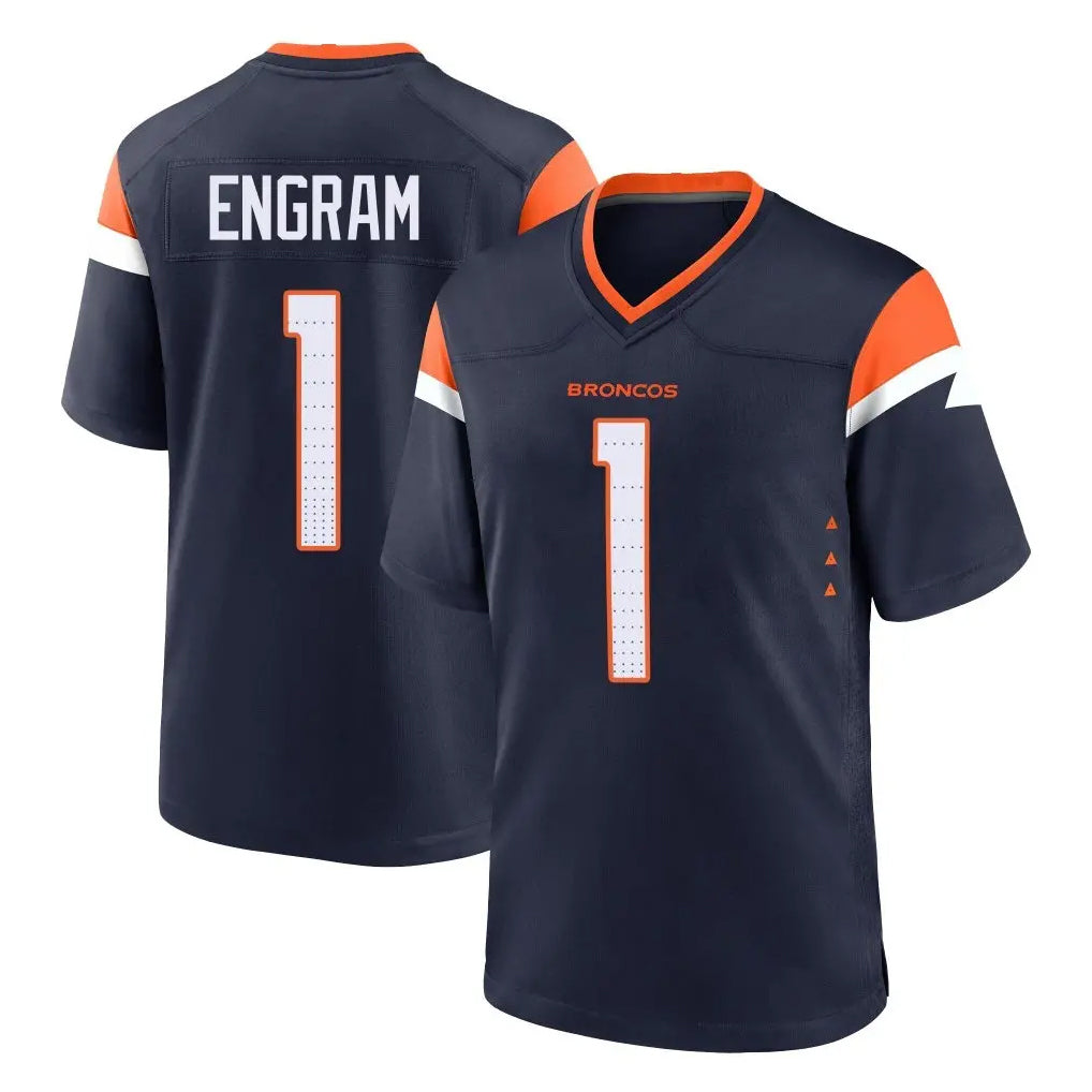 D.Broncos #1 Evan Engram Player Navy Home Game ROCER Stitched Jerseys