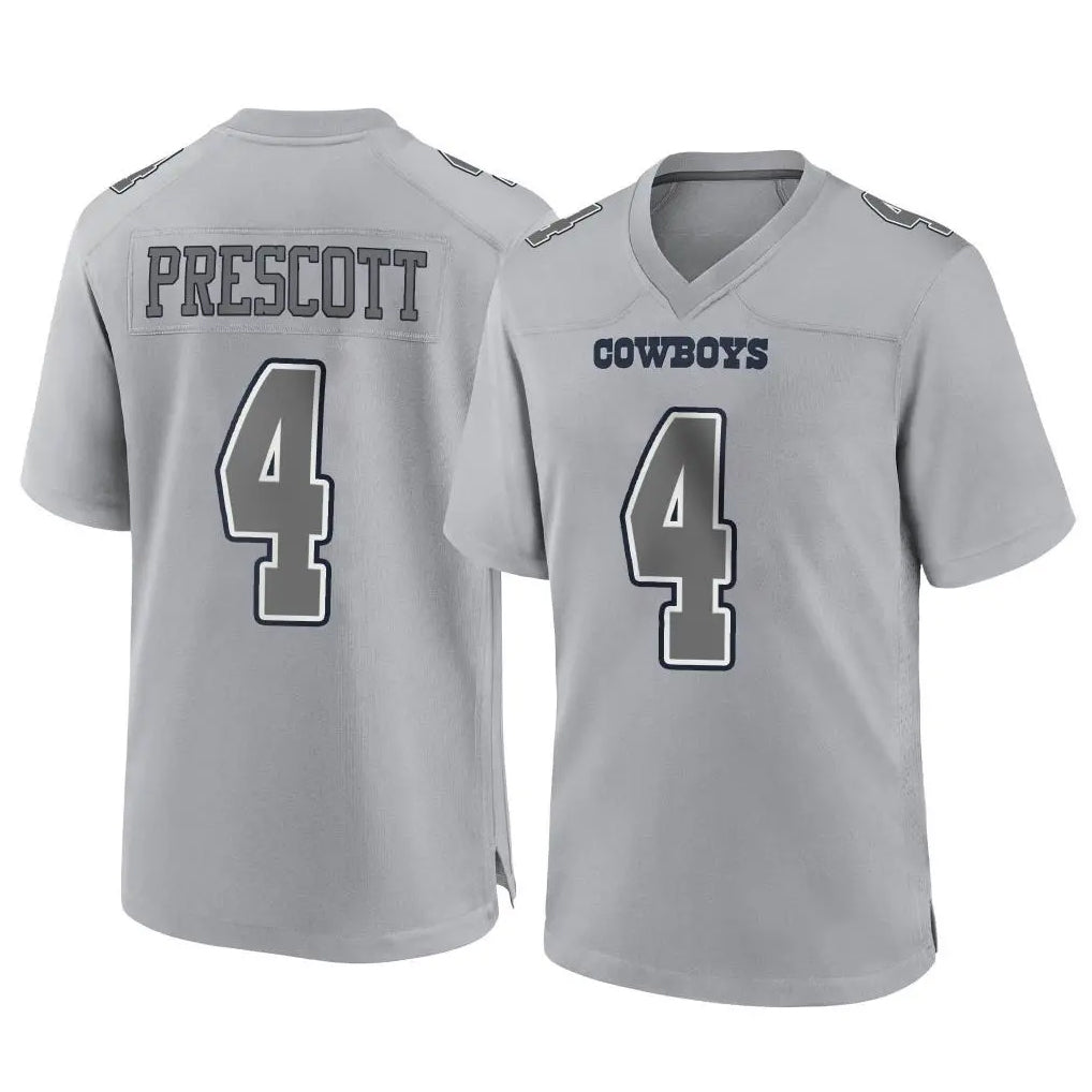D.Cowboys #4 Dak Prescott Player Gray Atmosphere Fashion Home Game ROCER Stitched Jerseys