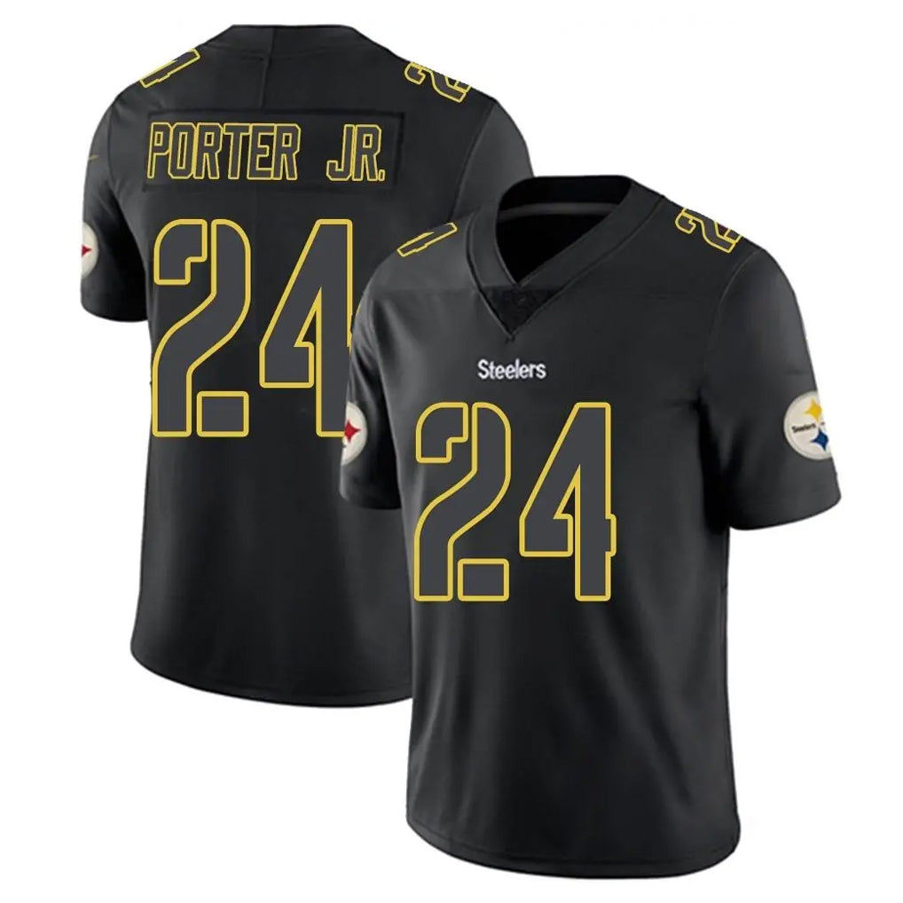 P.Steelers #24 Joey Porter Jr. Player Black Impact Limited Home Game ROCER Stitched Jerseys