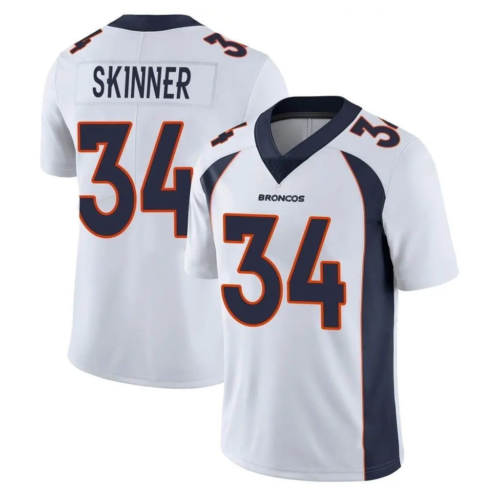 D.Broncos #34 JL Skinner Player White Vapor Untouchable Limited Home Game ROCER Stitched Jerseys