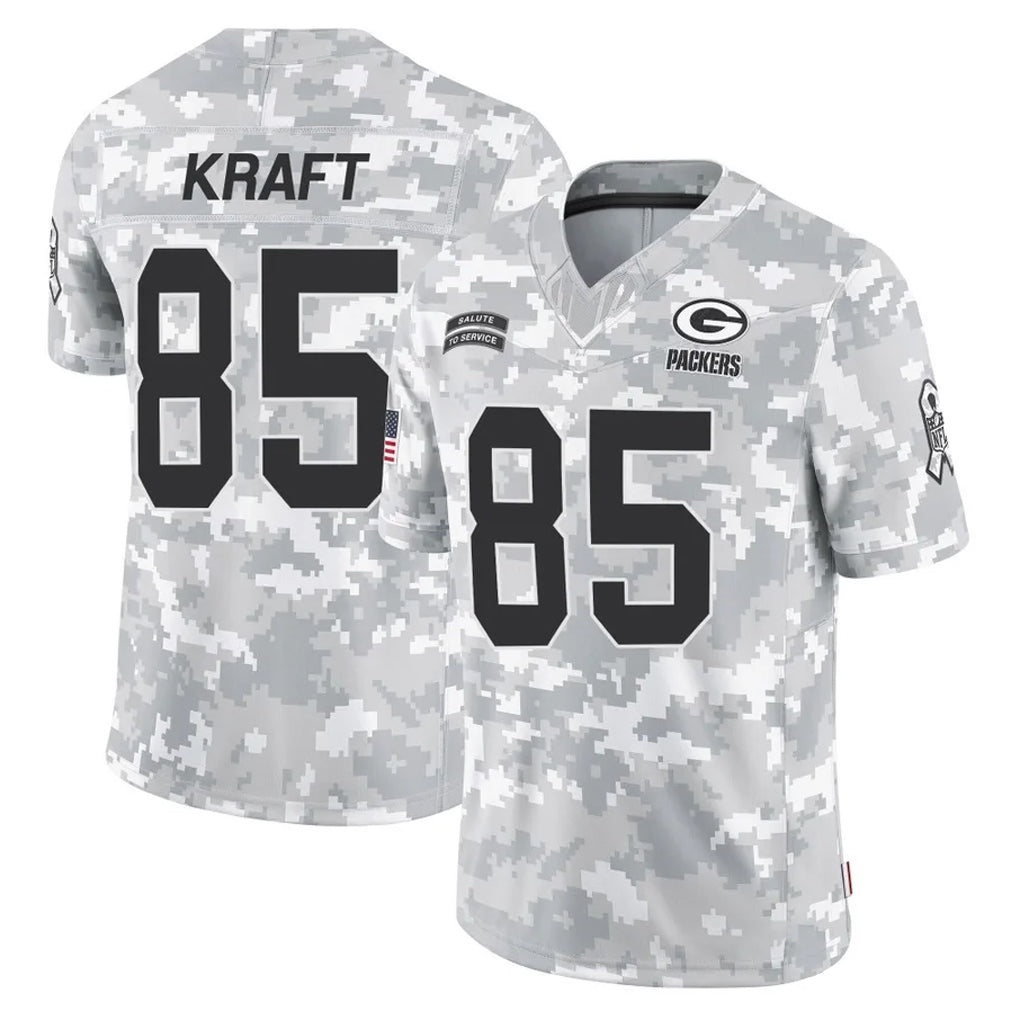 GB.Packers #85 Tucker Kraft Player Arctic Camo Salute To Service Limited ROCER Stitched Jerseys