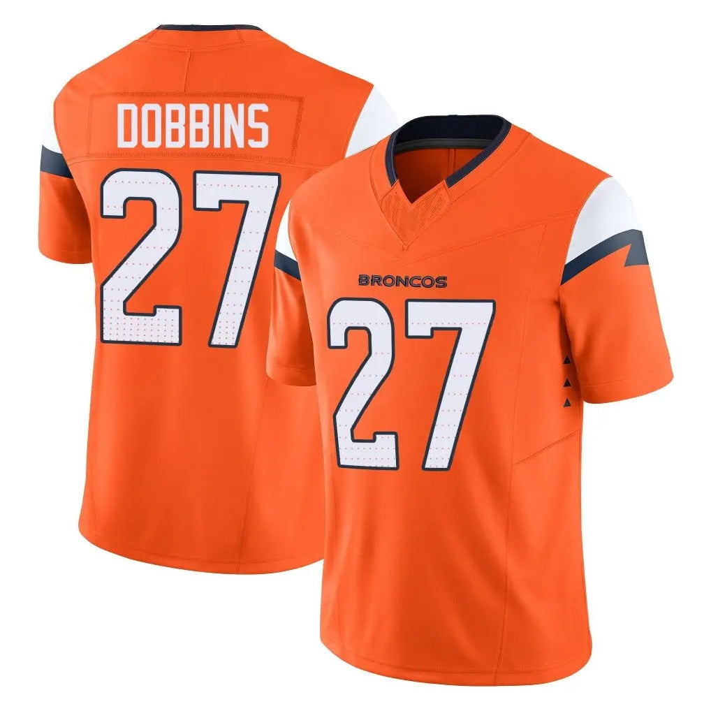 D.Broncos #27 J.K. Dobbins Player Orange Vapor F.U.S.E. Limited Home Game ROCER Stitched Jerseys