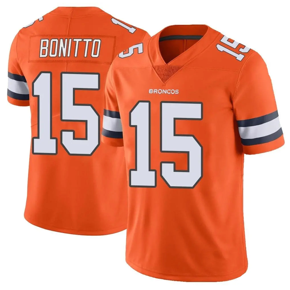 D.Broncos #15 Nik Bonitto Player Orange Vapor Untouchable Limited Home Game ROCER Stitched Jerseys