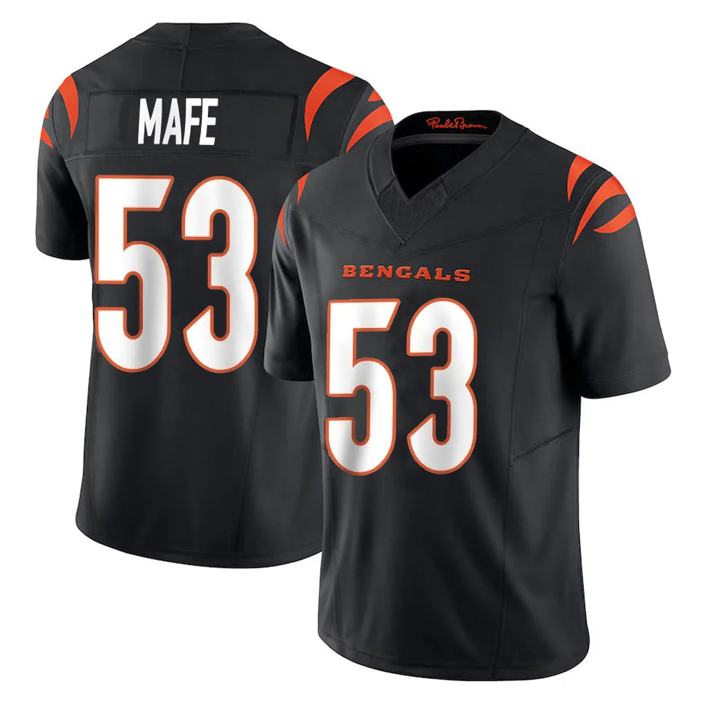 C.Bengals #53 Boye Mafe Player Black Vapor F.U.S.E. Limited Home Game ROCER Stitched Jerseys