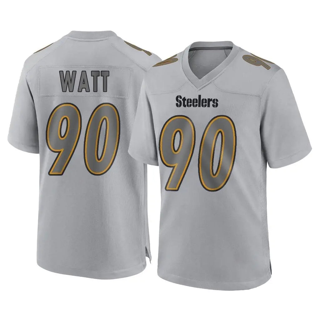 P.Steelers #90 T.J. Watt Player Gray Atmosphere Fashion Home Game ROCER Stitched Jerseys