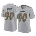 P.Steelers #90 T.J. Watt Player Gray Atmosphere Fashion Home Game ROCER Stitched Jerseys