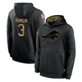 B.Bills #3 Damar Hamlin Player Black Salute to Service Hoodies ROCER Stitched Jersey