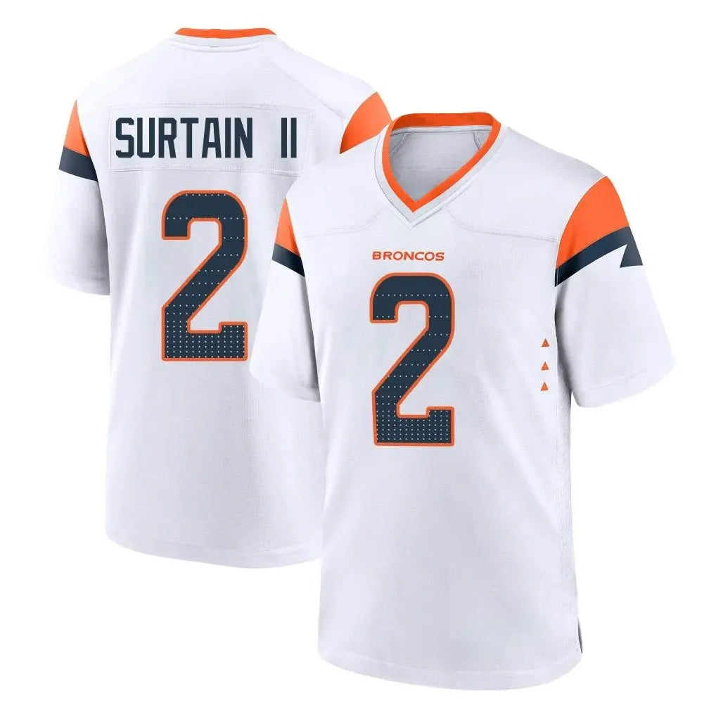 D.Broncos #2 Pat Surtain II Player White Home Game ROCER Stitched Jerseys