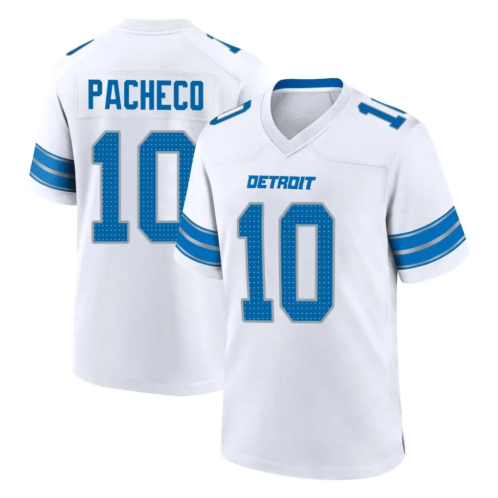 D.Lions #10 Isiah Pacheco Player White Alternate Home Game ROCER Stitched Jerseys
