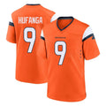 D.Broncos #9 Talanoa Hufanga Player Orange Home Game ROCER Stitched Jerseys