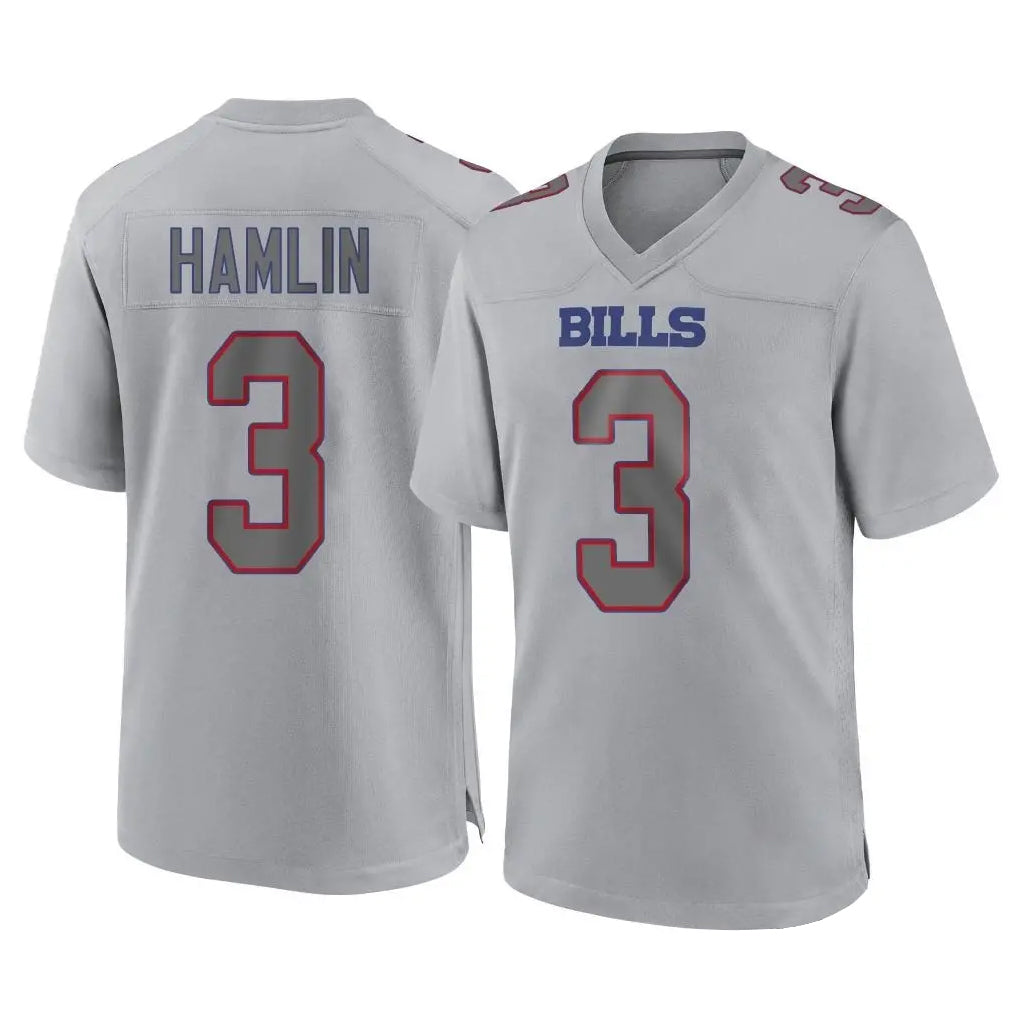 B.Bills #3 Damar Hamlin Player Gray Home Game ROCER Stitched Jerseys