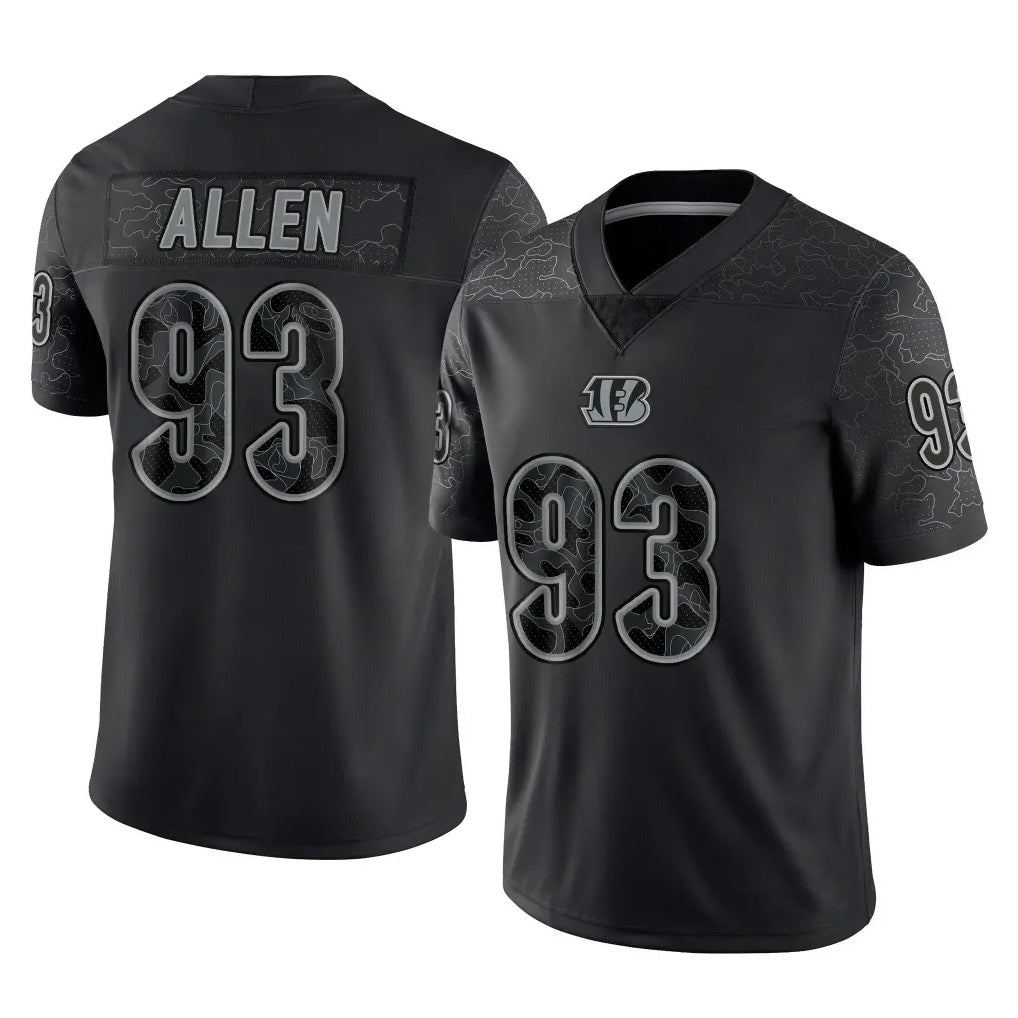 C.Bengals #93 Jonathan Allen Player Black Reflective Limited Game ROCER Stitched Jerseys