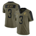 C.Browns #3 Jerry Jeudy Player Olive Salute to Service Limited Home Game ROCER Stitched Jerseys