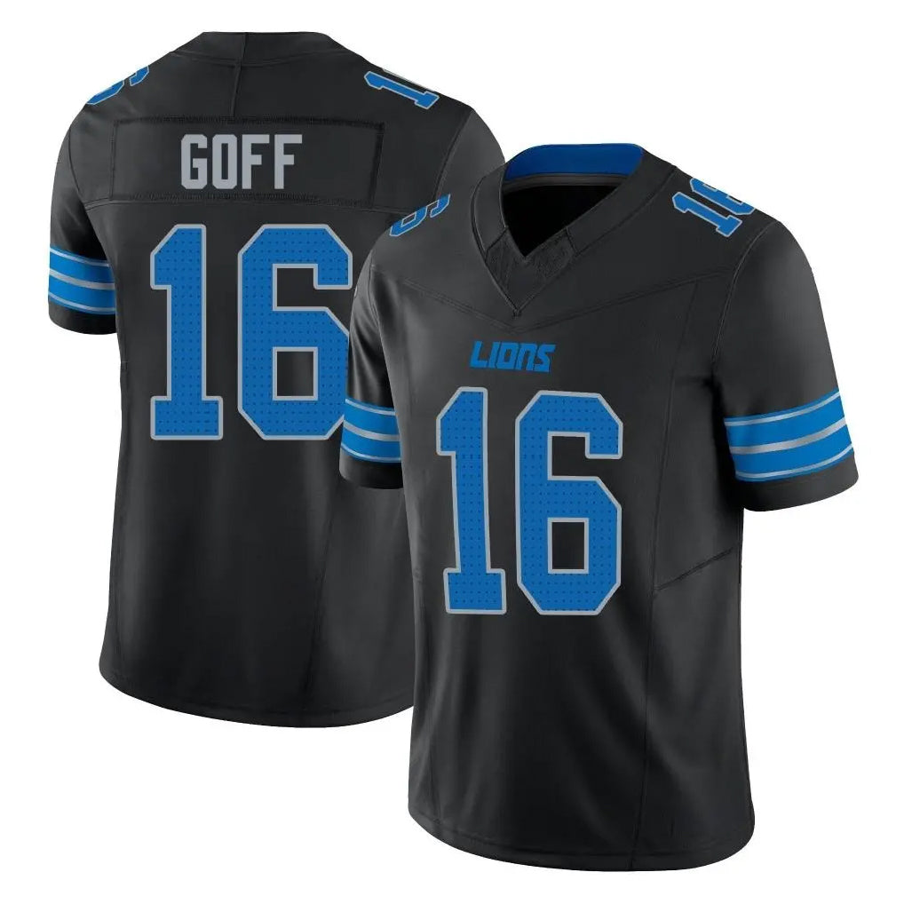 D.Lions #16 Jared Goff Player Black Alternate Vapor F.U.S.E. Limited Home Game ROCER Stitched Jerseys