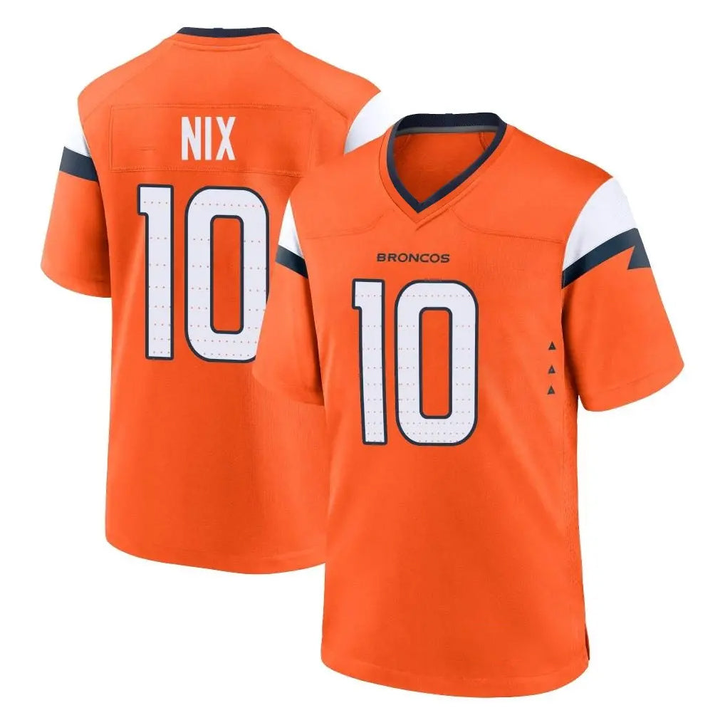 D.Broncos #10 Bo Nix Player Orange Home Game ROCER Stitched Jerseys