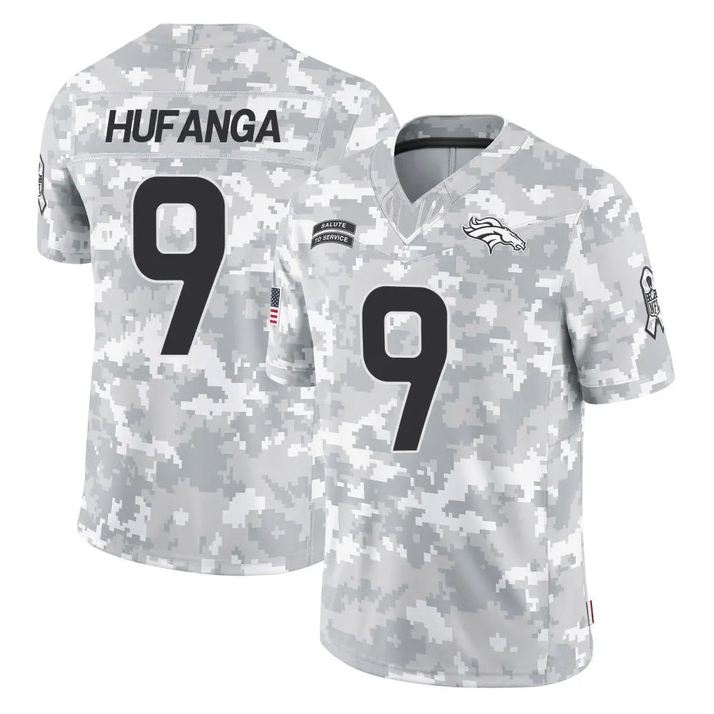 D.Broncos #9 Talanoa Hufanga Player Arctic Camo Salute To Service Limited ROCER Stitched Jerseys