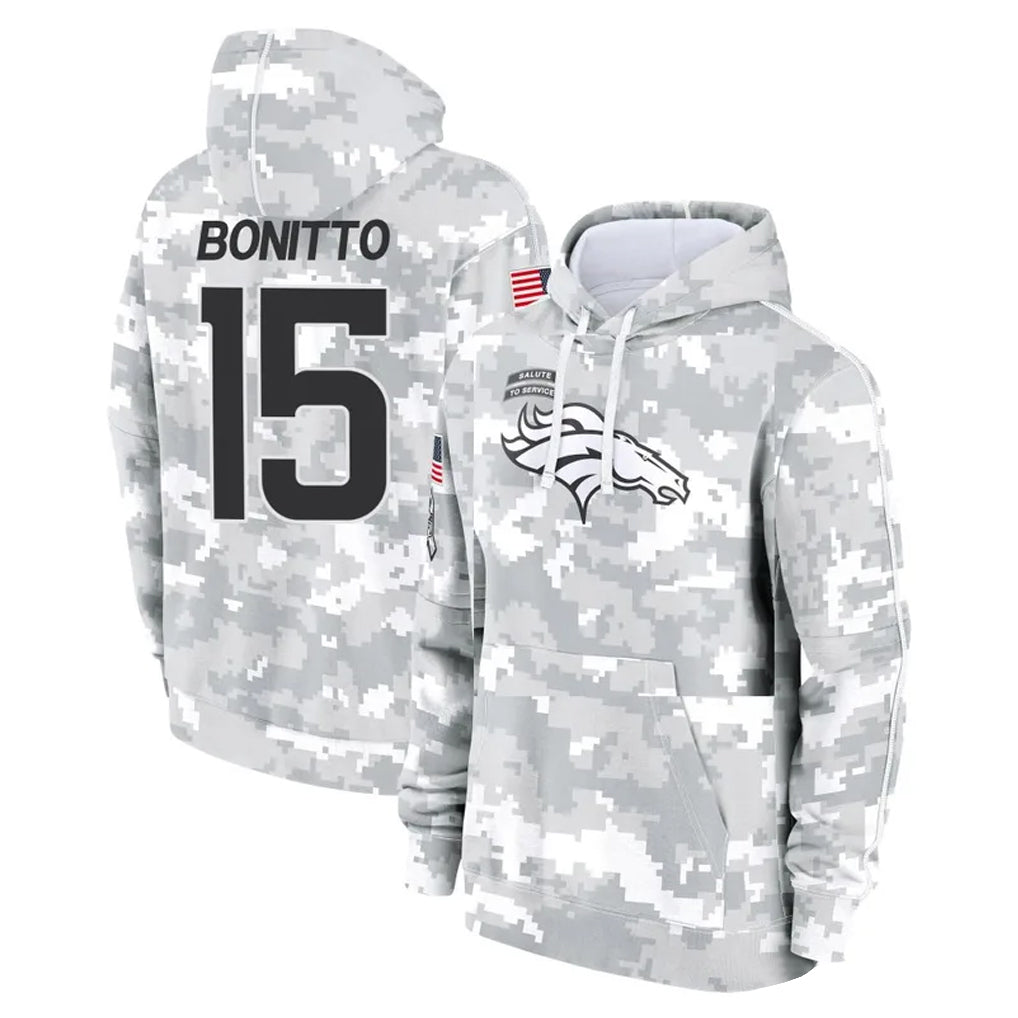 D.Broncos #15 Nik Bonitto Player Arctic Camo Salute to Service Hoodies Limited Game ROCER Stitched Jerseys