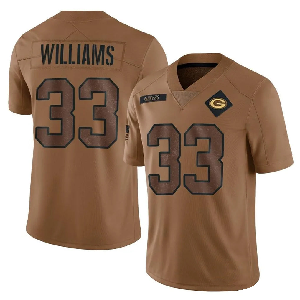 GB.Packers #33 Evan Williams Player Brown Salute To Service Limited ROCER Stitched Jerseys