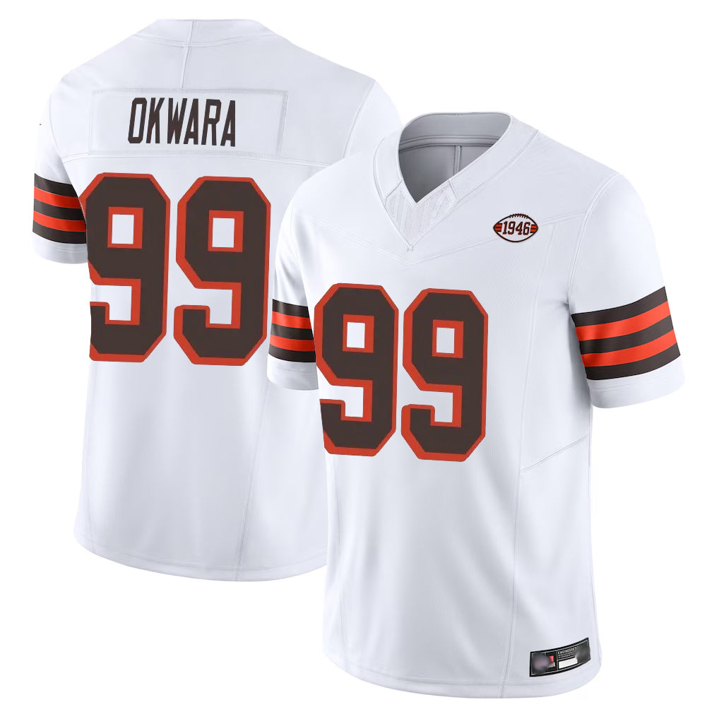 C.Browns #99 Julian Okwara Player White Limited Vapor F.U.S.E. Alternate Game ROCER Stitched Jerseys