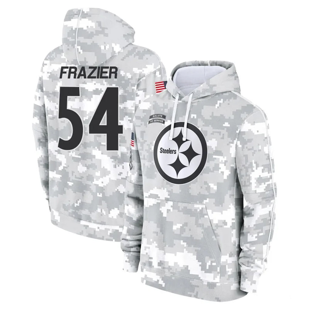 P.Steelers #54 Zach Frazier Player Arctic Camo Limited Salute to Service Pullover Hoodies Game ROCER Stitched Jerseys