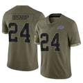 B.Bills #24 Cole Bishop Player Olive Salute To Service Game ROCER Stitched Jerseys