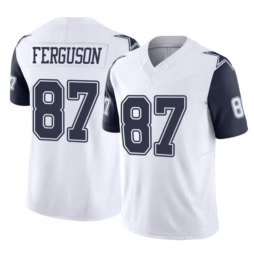 D.Cowboys #87 Jake Ferguson Player White-Navy Limited Vapor F.U.S.E. Home Game ROCER Stitched Jerseys