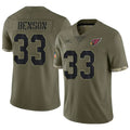 A.Cardinals #33 Trey Benson Player Olive Salute To Service Limited Game ROCER Stitched Jerseys